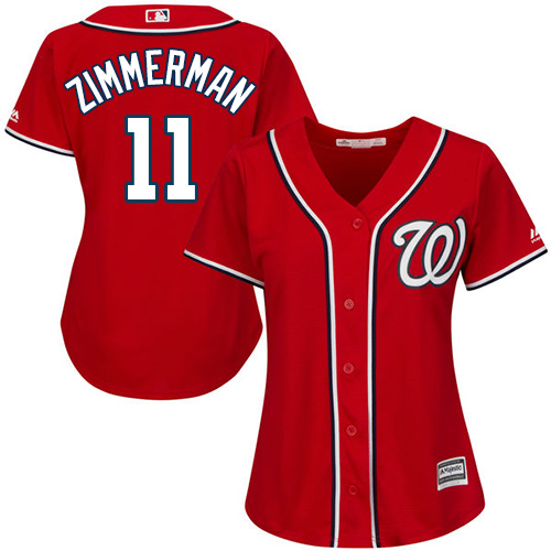 Nationals #11 Ryan Zimmerman Red Alternate Women's Stitched MLB Jersey - Click Image to Close